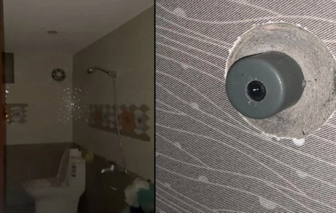 Nhà vệ sinh nơi chủ nhà trọ lắp camera quay lén - ảnh KT
