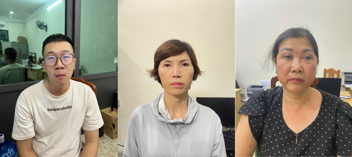 Các đối tượng Nguyễn Mạnh Toàn, Nguyễn Thị Trang, Hoàng Thị Oanh (từ trái sang phải)