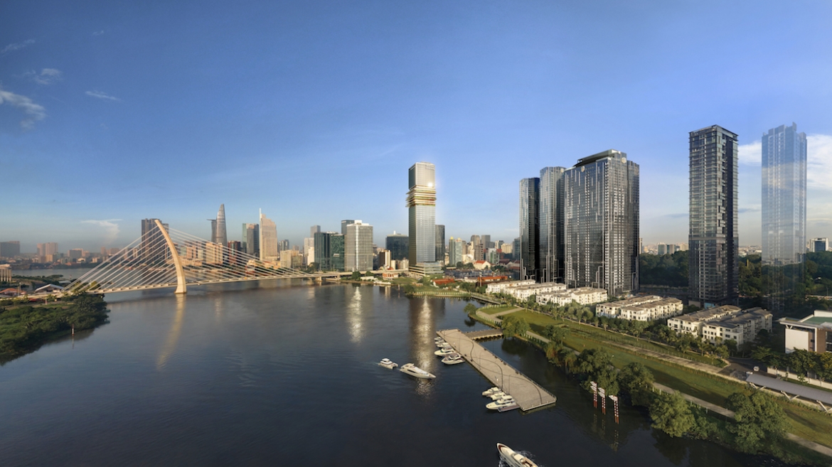 Tòa nhà thương mại Marina Central Tower trong khu phức hợp bất động sản hàng hiệu Grand Marina, Saigon (Ảnh: Masterise Homes)