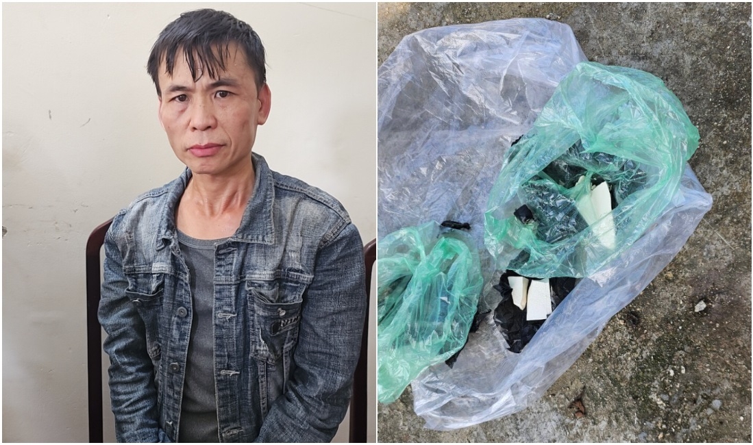  Hà Văn Dân và tang vật ma túy thu giữ