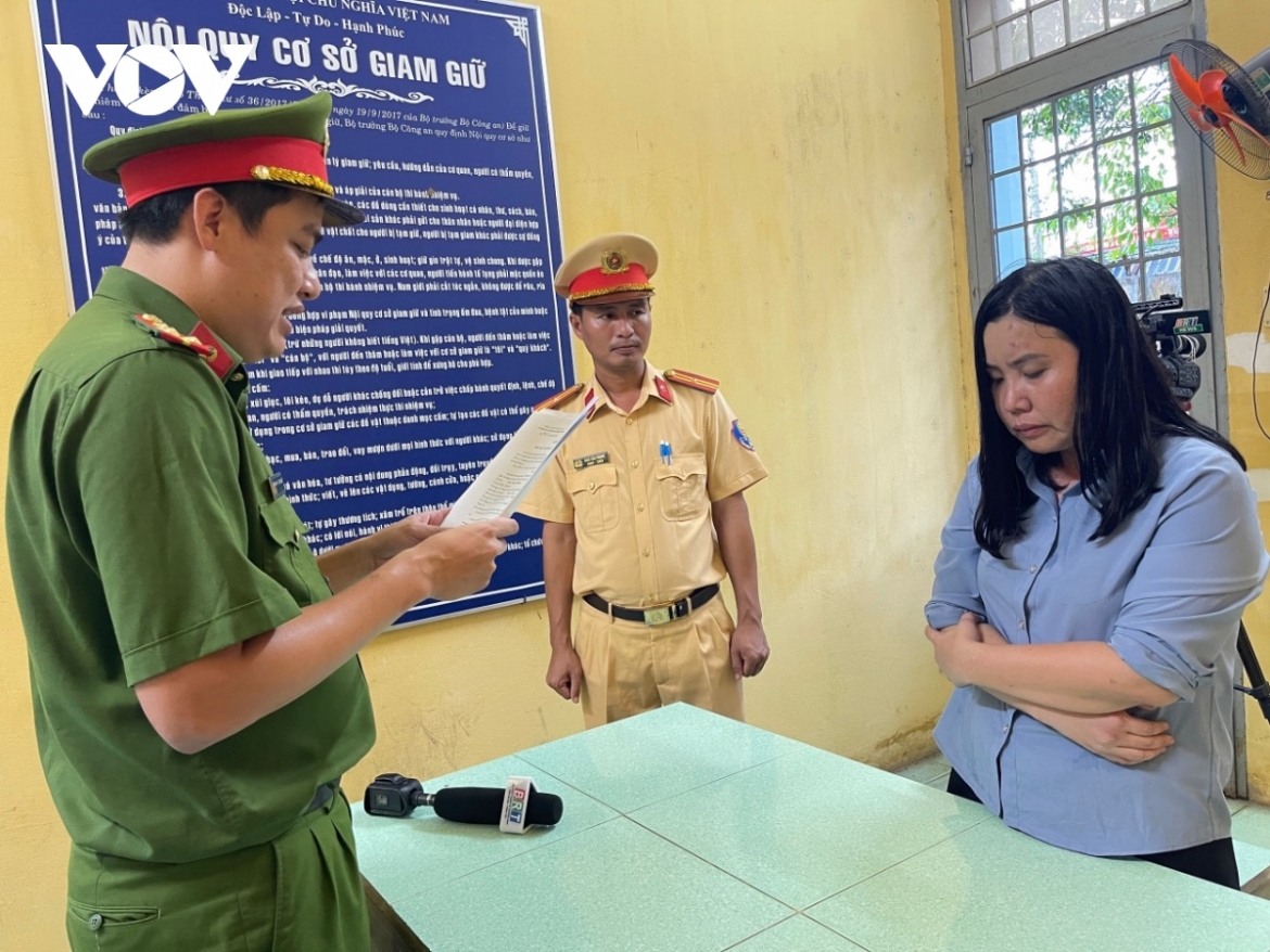 Trần Thị Thu Thanh tại cơ quan công an TP Vũng Tàu (ảnh_ CAVT)