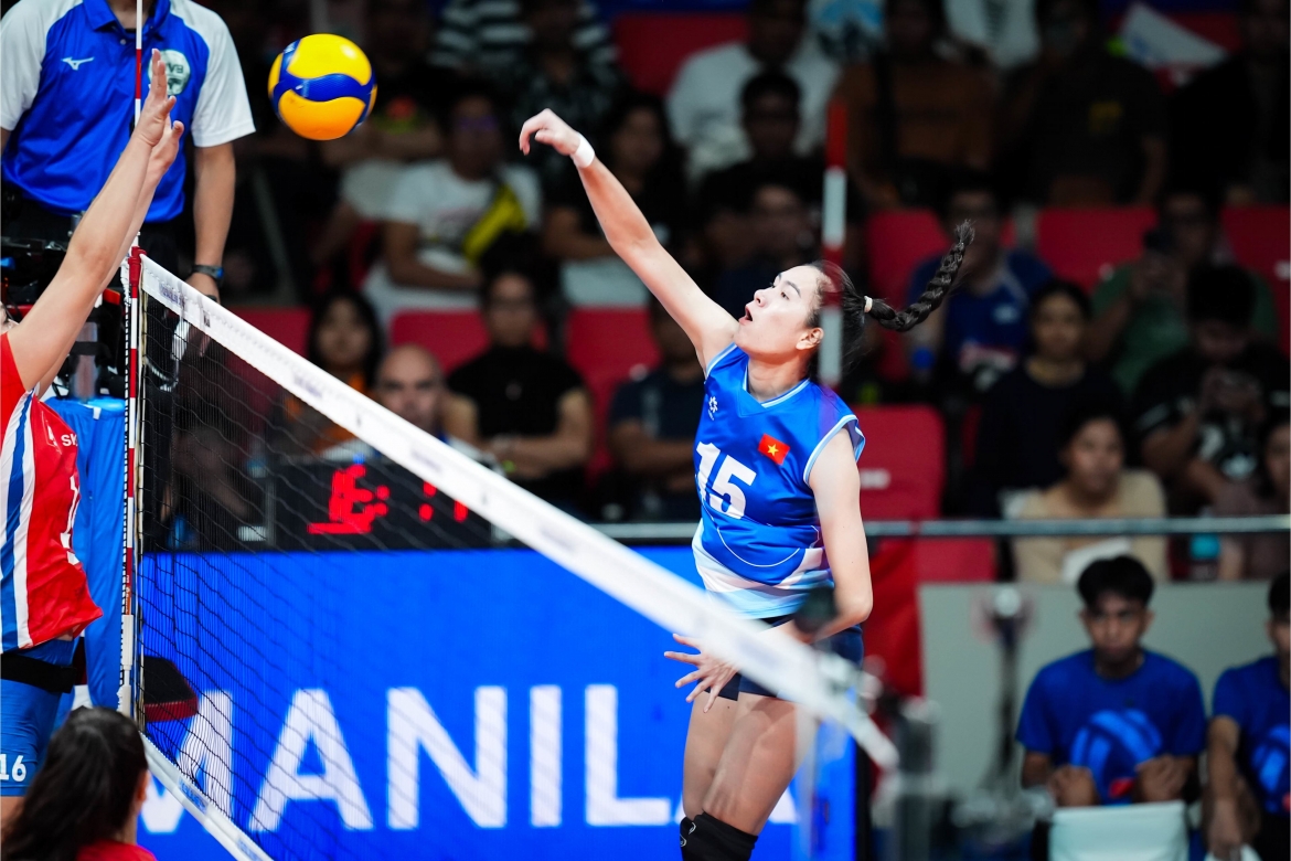 Nguyễn Thị Trinh thi đấu nổi bật trong set 3. (Ảnh: FIVB). 