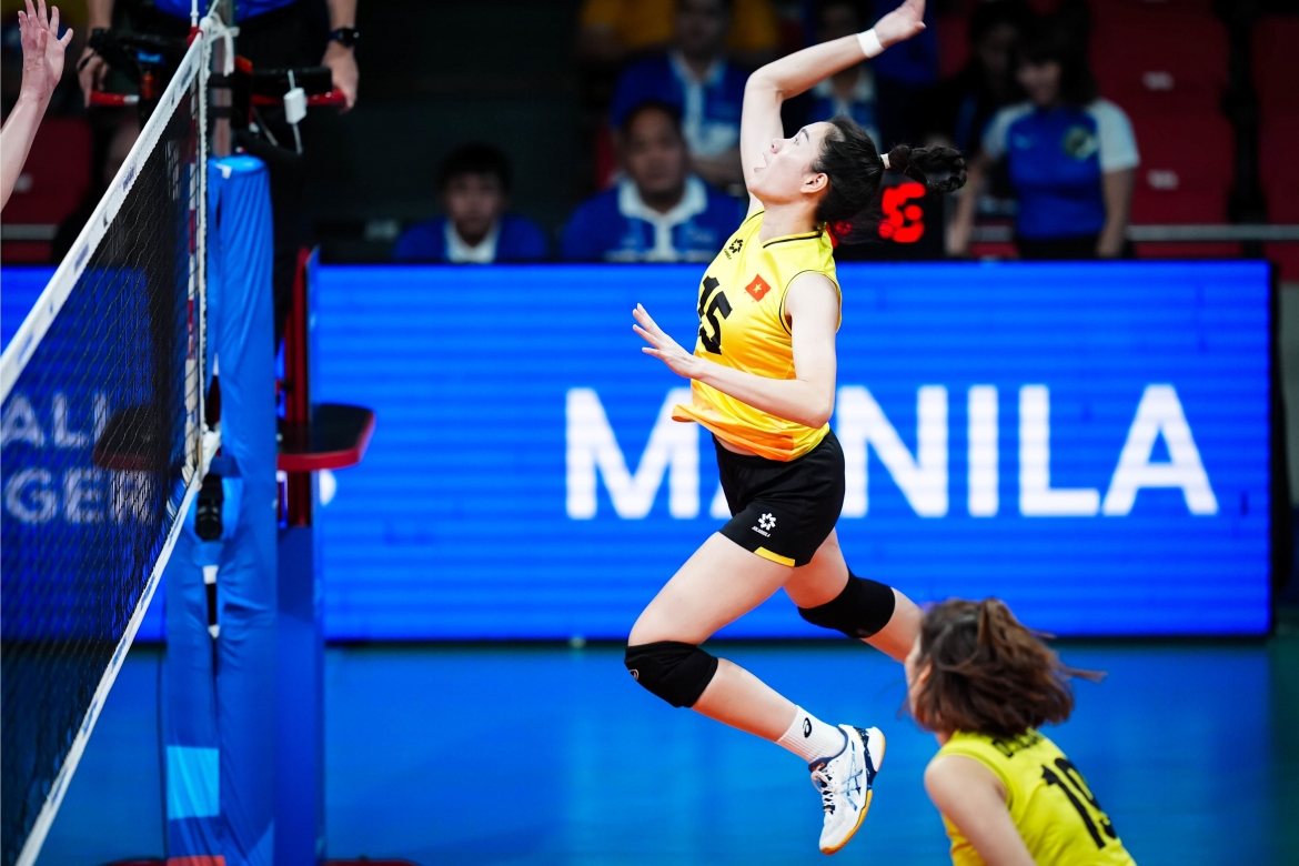 Nguyễn Thị Trinh đang chơi rất hay trong set 3. (Ảnh: FIVB). 