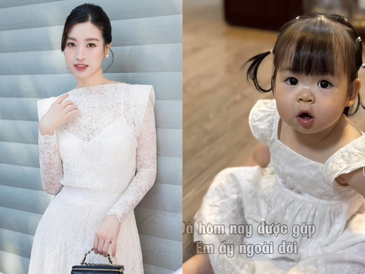 Hoa hậu Đỗ Mỹ Linh khiến fan thích thú khi đăng hai khoảnh khắc trái ngược của con gái Titi lúc lên đồ đi chơi và ở nhà. Chú thích cho hai bức ảnh, Đỗ Mỹ Linh viết: "Đây là ảnh của em ấy trên mạng và hôm nay được gặp em ấy ngoài đời". Cô còn tự dặn bản thân: "Không được lôi con ra làm trò đùa".