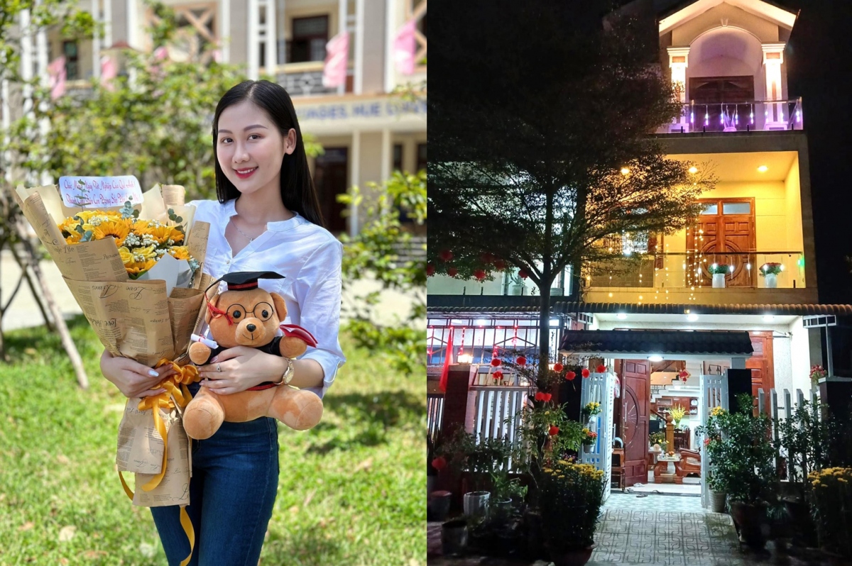 Hoa hậu Quế Anh sống cùng ba mẹ và em trai trong căn nhà một trệt, hai lầu, mặt tiền thoáng đãng ở huyện Nam Giang, Quảng Nam. Cơ ngơi của gia đình hoa hậu Quế Anh ở quê được khen đơn giản, tiện nghi.