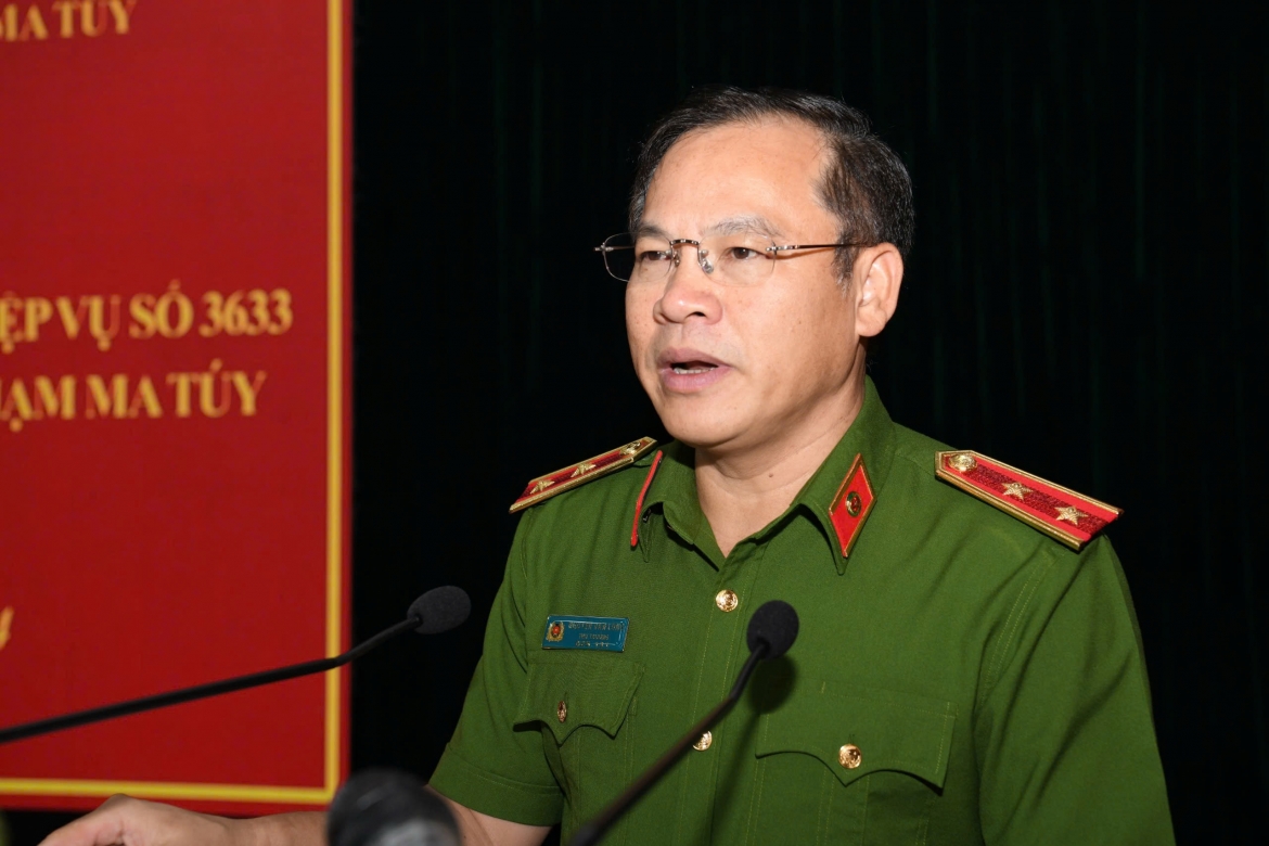 Trung tướng Nguyễn Văn Long - Thứ trưởng Bộ Công an phát biểu chỉ đạo hội nghị. (Ảnh: C04)