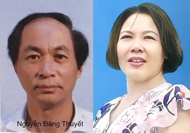 Bị can Nguyễn Đăng Thuyết (trái) và Nguyễn Thị Hoà