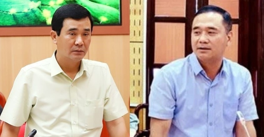 Cựu Phó Chủ tịch UBND tỉnh Phú Thọ Hồ Đại Dũng (trái) và cựu Bí thư TP Hòa Bình Ngô Ngọc Đức trước khi bị bắt. 