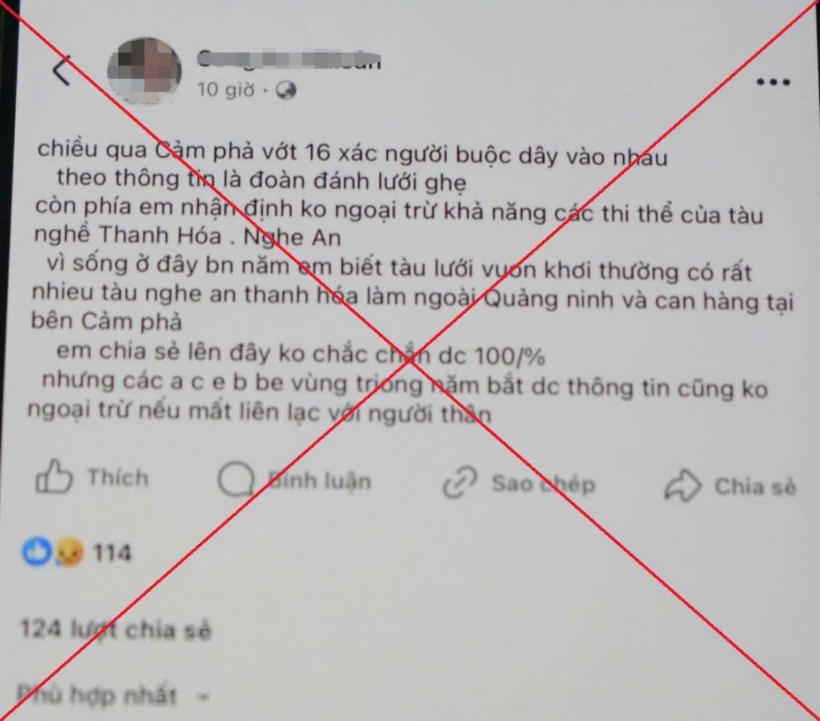 Bài đăng của bà H. đã có 114 lượt like, 124 lượt chia sẻ
