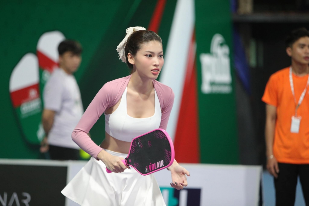 Á hậu Nguyễn Lê Ngọc Thảo đăng tải ảnh đi thi đấu pickleball tại TP.HCM. (Nguồn: FBNV)