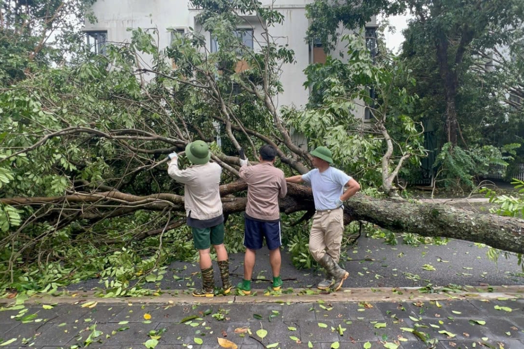 Sao Việt 9/9: NSND Xuân Bắc cùng hai con Bi - Bão tham gia dọn dẹp cây đổ ngổn ngang đường phố sau khi bão Yagi 'càn quét' Hà Nội. Xuân Bắc đội mũ cối, đi ủng cao su, cùng lực lượng chắc năng dọn dẹp các cây đổ ngổn ngang trong khu phố. Hai con trai của anh - Bi và Bão - nhiệt tình hỗ trợ bố.