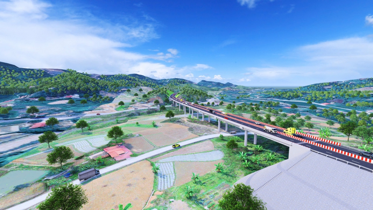 Phối cảnh 3D cầu Km42 + 825 thuộc dự án cao tốc Hữu Nghị - Chi Lăng do Công ty CP Tư vấn Thiết kế xây dựng Đại Phong ứng dụng BIM vào thiết kế.