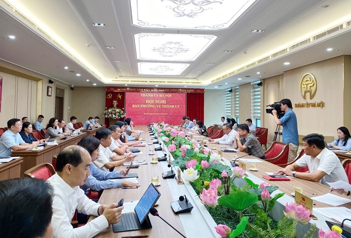 Toàn cảnh Hội nghị của Ban Thường vụ Thành ủy Hà Nội sáng 6/9