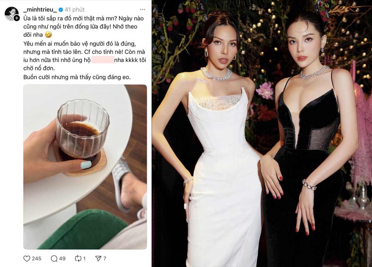 Sao Việt 26/9: Minh Triệu bất ngờ có chia sẻ mới trên Threads. Cô lên tiếng giải thích về status "đồ mới - đồ cũ" được cho là “đá xéo” Kỳ Duyên gây xôn xao dư luận suốt 1 ngày qua. Cụ thể, Minh Triệu thẳng thắn: "Ủa là tôi sắp ra đồ mới thật mà mọi người. Ngày nào cũng như ngồi trên đống lửa đây, nhớ theo dõi nha. Yêu mến ai muốn bảo vệ người đó là đúng, nhưng mà tỉnh táo lên. Buồn cười nhưng mà thấy cũng đáng yêu".