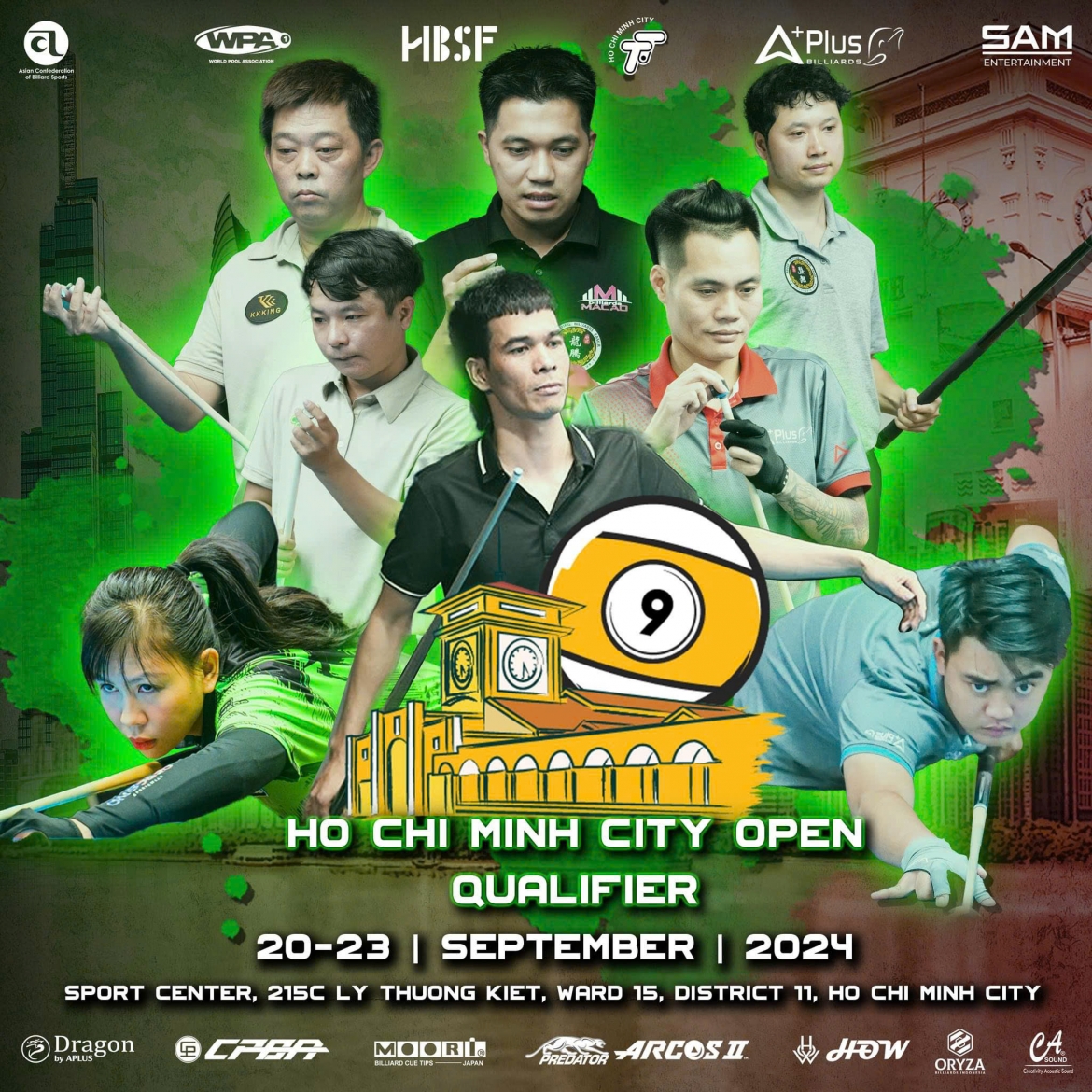 Vòng loại giải Billiards Pool 9 bi Ho Chi Minh City Open 2024 diễn ra từ ngày 20-23/9 tại Trung tâm dịch vụ TDTT (215C Lý Thường Kiệt, Quận 11, TP.HCM)