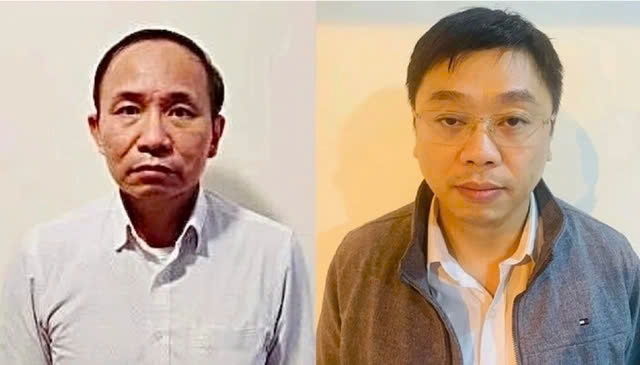 Bị can Nguyễn Trọng Đường và Ngô Quang Huy