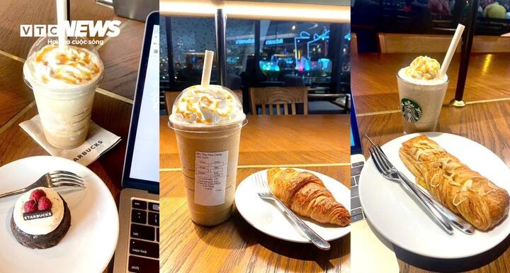 Mỗi phần bánh và cà phê giá 180 nghìn đồng của cô gái 25 tuổi.