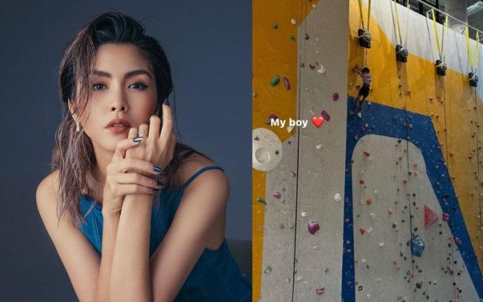Mới đây, trên trang cá nhân, Tăng Thanh Hà vừa đăng tải một bức ảnh ghi lại khoảnh khắc con trai lớn Richard Nguyễn. Trong hình, có thể thấy, cậu cả nhà Tăng Thanh Hà và Louis Nguyễn đang trải nghiệm trò chơi leo núi trong nhà.