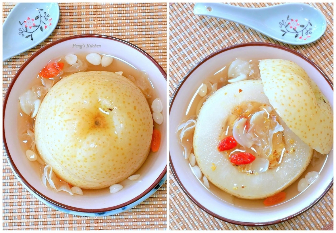 Lê hấp từ lâu đã được xem là một bài thuốc dân gian quý giá. Ảnh: Pengskitchen