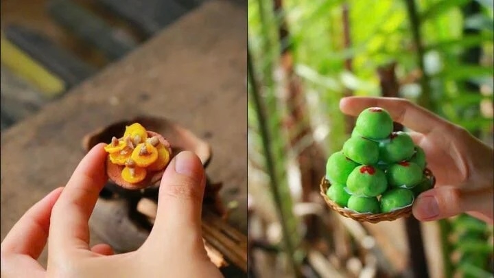 Bánh khọt (bên trái) và bánh bao là các món ăn tuổi thơ của Linh