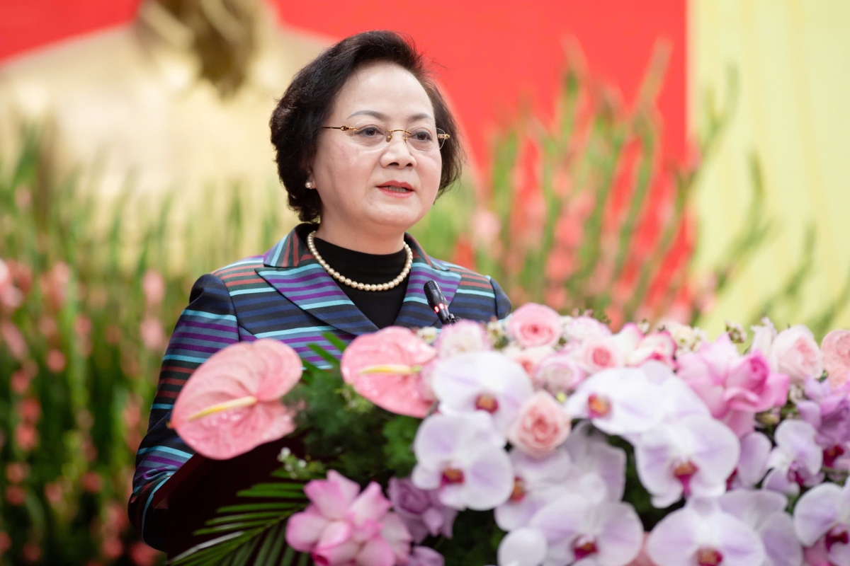 Bộ trưởng Bộ Nội vụ Phạm Thị Thanh Trà phát biểu tại hội nghị. Ảnh: T.V