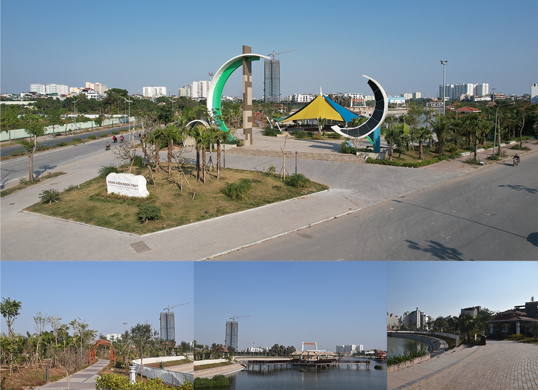 Công viên Ngọc Thụy được đánh giá là đẹp, hiện đại bậc nhất quận Long Biên, với hệ thống chiếu sáng, phun nước... tiện ích, thông minh. Công viên Ngọc Thụy có diện tích 6,86ha, gồm mặt nước 3,36ha; công viên, cây xanh, quảng trường và các công trình kiến trúc khác, đồng bộ có diện tích khoảng 3,5ha.