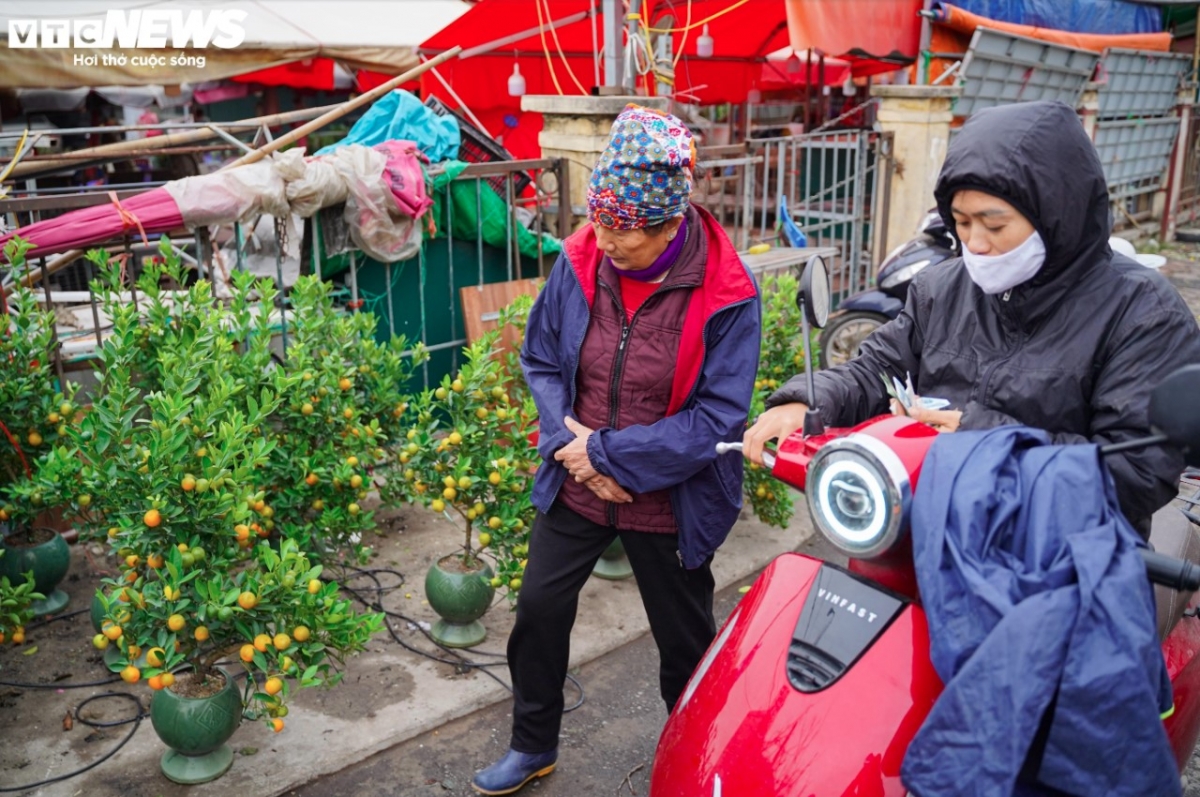 A Tet atmosphere descends on the traditional flower market in the capital as customers head to the area to purchase flowers for home decoration.