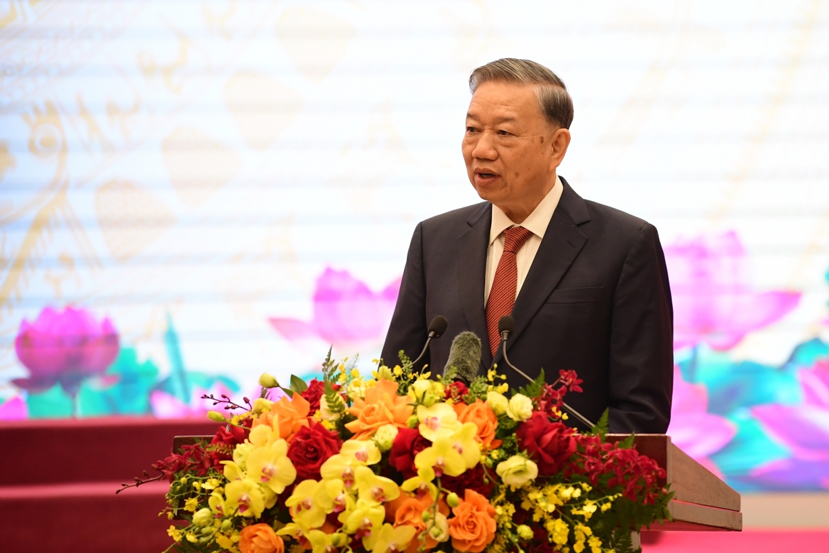 Tổng Bí thư Tô Lâm phát biểu tại cuộc gặp mặt 