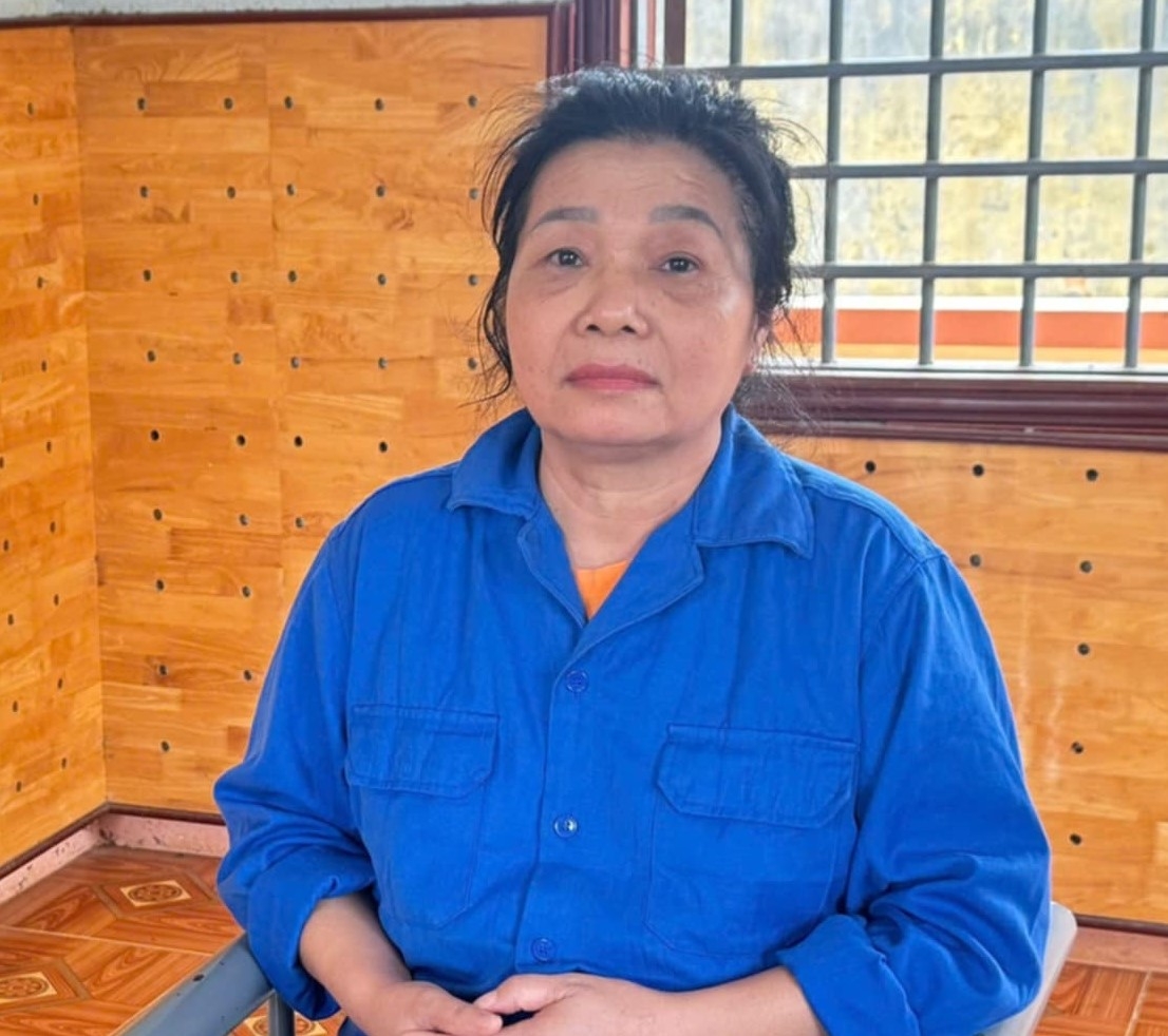 Tống Thị Thuận tại cơ quan công an.