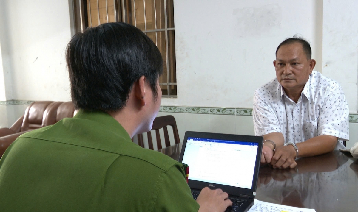 Đối tượng Nguyễn Hoàng Giang tại cơ quan Công an- Ảnh: Thức Đương