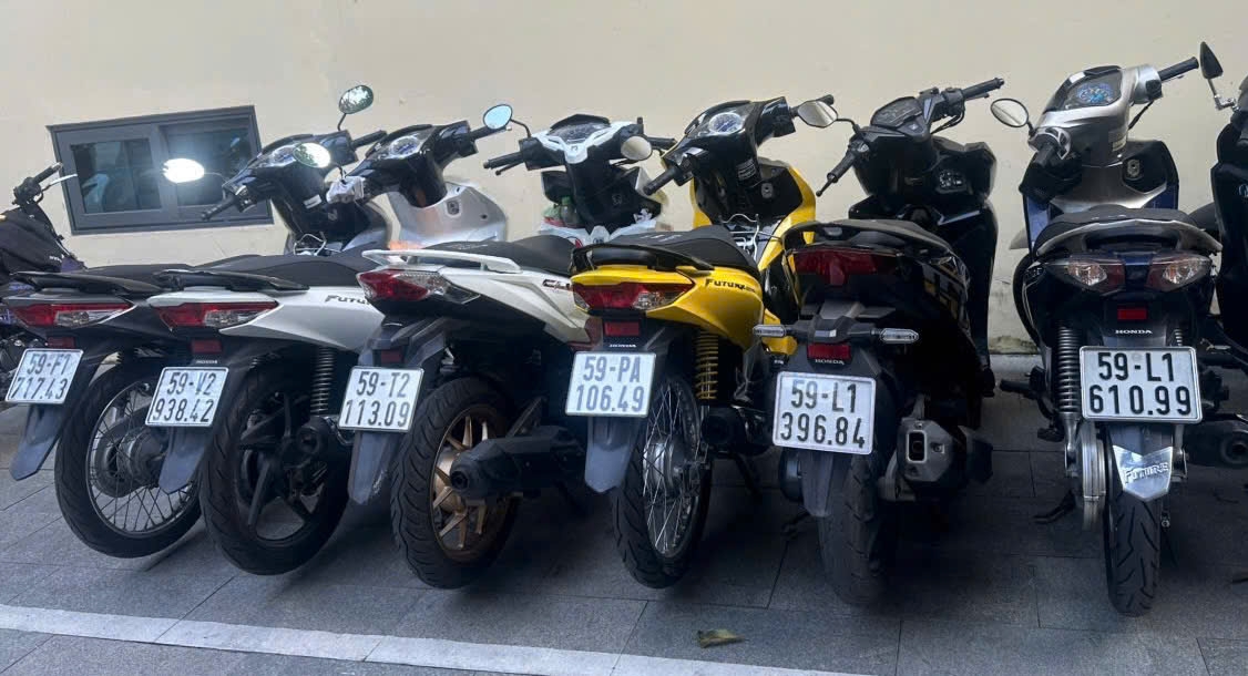 Một số phương tiện xe máy là tang vật vụ án được thu hồi (Ảnh: CACC)