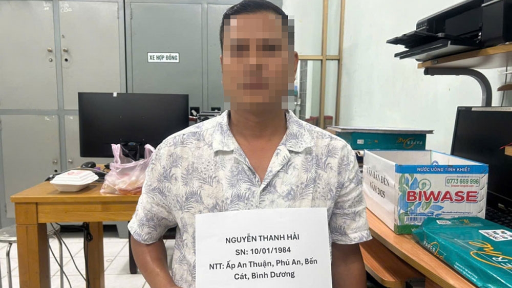 Đối tượng Nguyễn Thanh Hải bị bắt giữ (ảnh: CA)