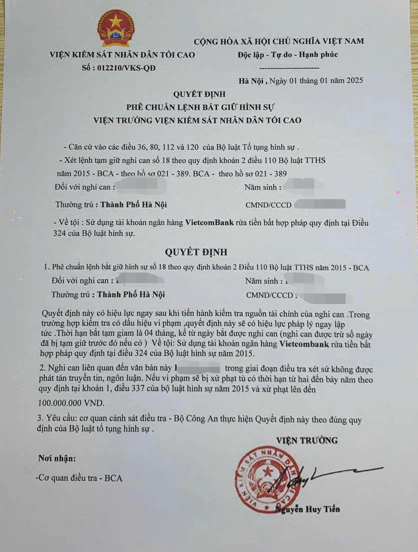 Lệnh bắt giữ chị H. được các đối tượng chuẩn bị công phu.