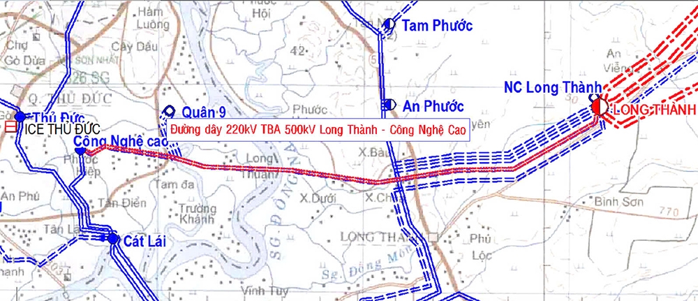 Dự án đường dây 220kV Trạm biến áp 500 kV Long Thành - Công nghệ cao.