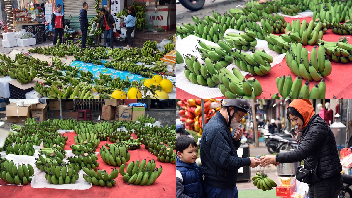 Chị Phạm Thị Minh - tiểu thương bán chuối tại chợ cho biết, giá chuối năm nay đắt hơn năm ngoái do ảnh hưởng của bão số 3, một số vùng trồng chuối ở miền Bắc khan hàng. Giá một nải chuối lẻ 15 quả là 150.000 đồng, chuối nải chẵn có giá từ 60.000 đến 80.000 đồng. 