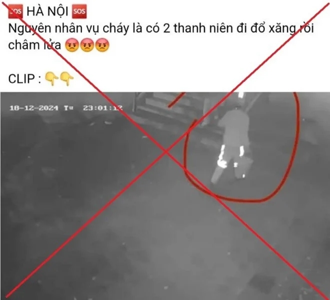Nội dung đăng tải sai sự thật. (Ảnh: Công an TP. Hà Nội)