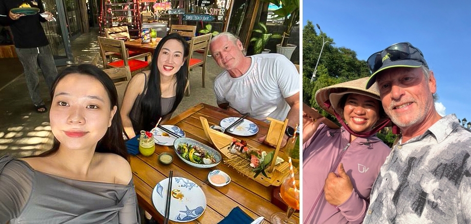 Du khách Thụy Sĩ - Knoblauch Rof (ngoài cùng bên phải) vừa có chuyến du lịch dài hơn 20 ngày tại Phú Quốc. Ảnh: nhân vật cung cấp