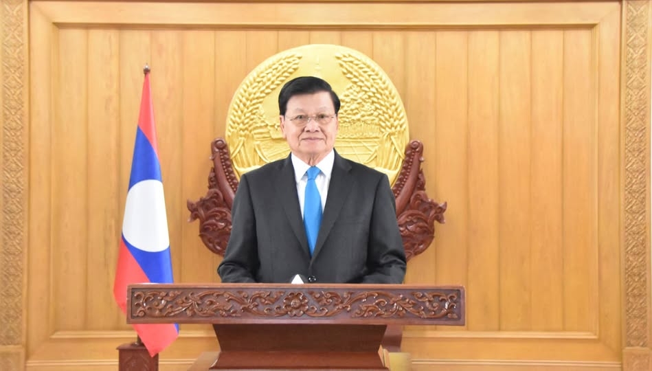 Tổng Bí thư, Chủ tịch nước Lào Thongloun Sisoulith phát biểu thông điệp năm mới