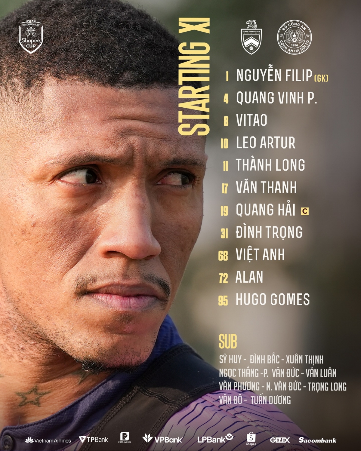 Đội hình xuất phát của CLB CAHN. (Ảnh: CLB CAHN). 