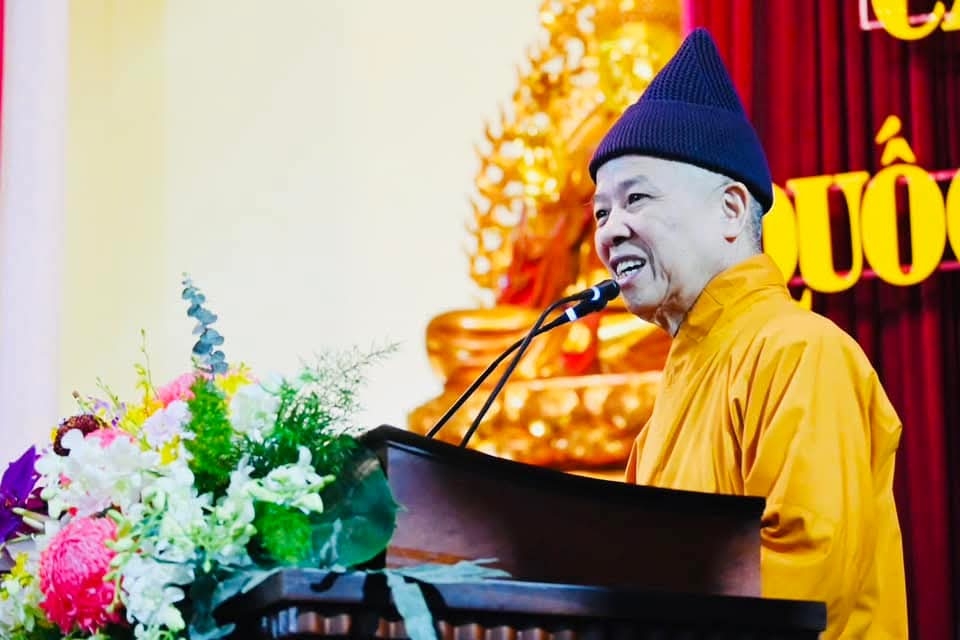 Hòa thượng Thích Thanh Quyết phát biểu tại buổi lễ