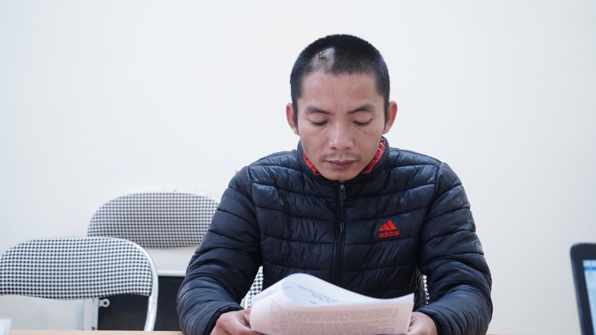 Hoàng Văn Trường tại cơ quan công an. (Ảnh: Công an Bắc Kạn)