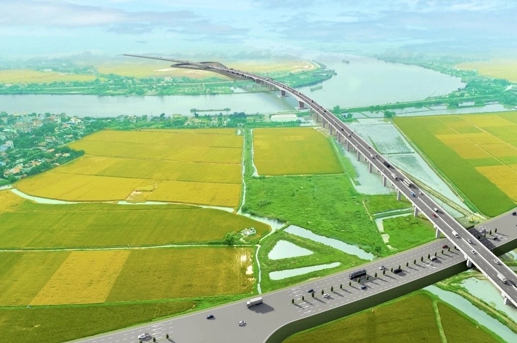 Quá trình xây cầu vượt Tam Tòa vượt sông Đáy giữa tỉnh Nam Định và Ninh Bình đến nay đã gần như hoàn thành