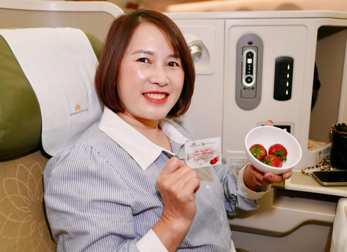 Việc đưa dâu tây Sơn La lên các chuyến bay không chỉ mang đến cho hành khách trải nghiệm với nông sản địa phương mà còn là nằm trong kế hoạch phát triển bền vững của Vietnam Airlines