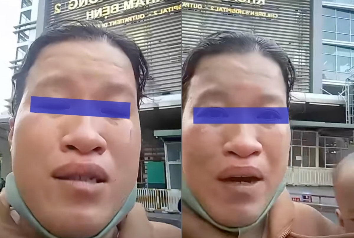 Trước đó, người phụ nữ đã kêu cứu vì bị móc túi tại bệnh viện (Ảnh: Cắt từ clip)