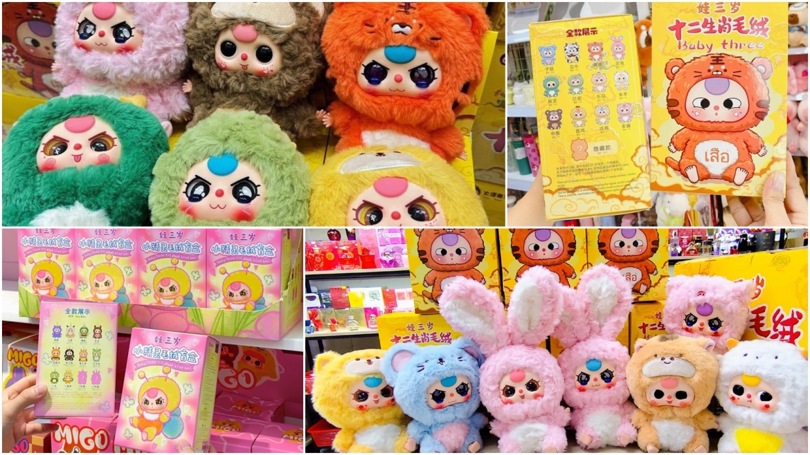 Baby Three là bộ sưu tập thú nhồi bông blind box (túi mù), giúp doanh nhân trẻ Trung Quốc kiếm bộn tiền. (Ảnh: KT)