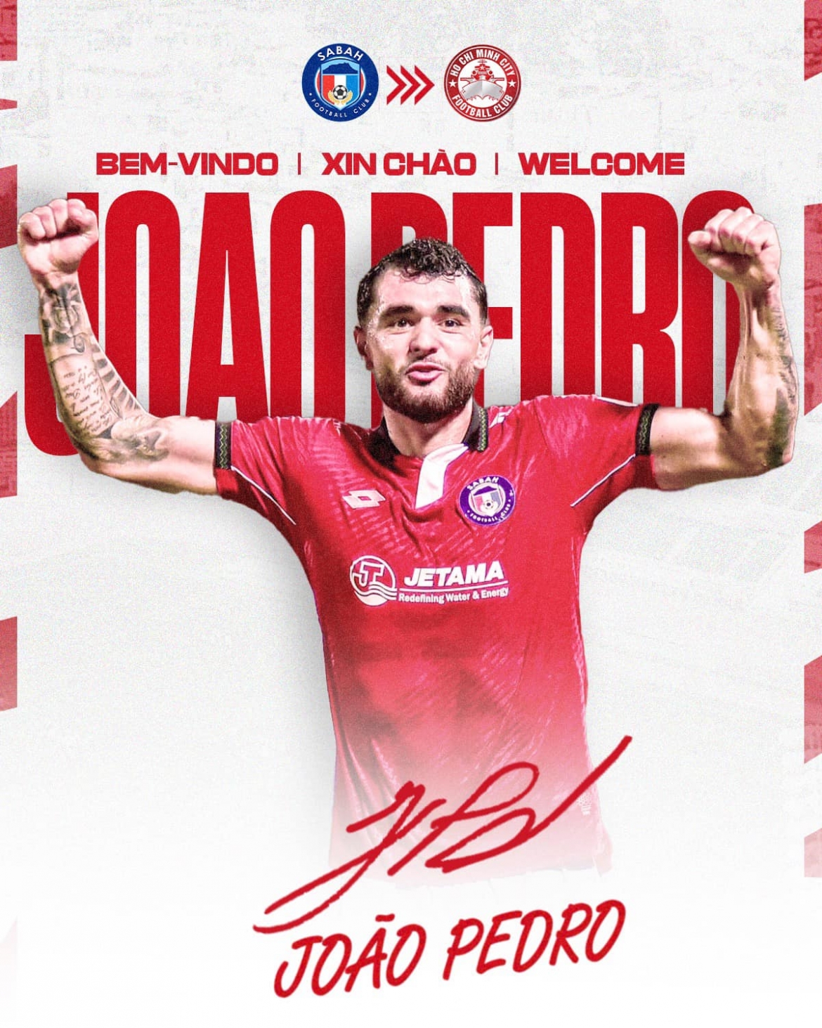 CLB TP.HCM đạt thỏa thuận mượn tiền đạo Joao Pedro từ Sabah FC. (Ảnh: CLB TP.HCM)