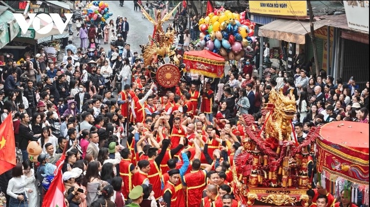 Thousands of people participate in the procession, which lasts for roughly two hours.