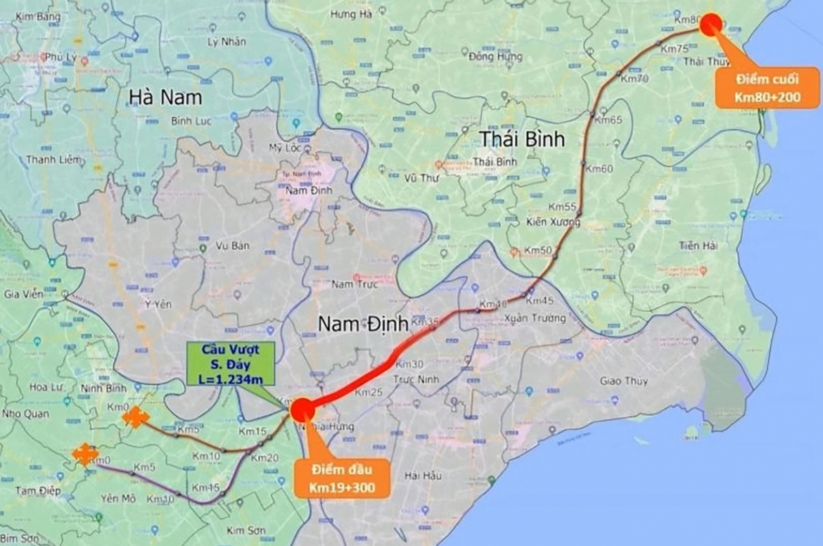 Hướng tuyến cao tốc Ninh Bình - Hải Phòng