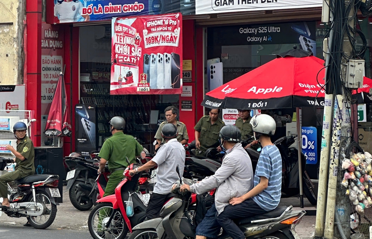 Hiện trường nơi xảy ra vụ cướp. (Ảnh: B.T)