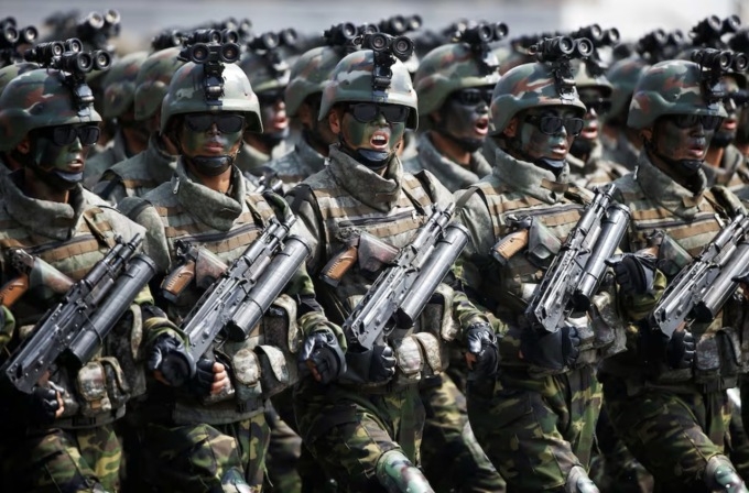 Đặc nhiệm Triều Tiên tại lễ duyệt binh ở Bình Nhưỡng vào tháng 4/2017. Ảnh: Reuters